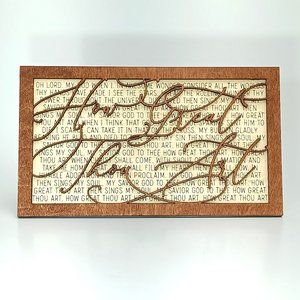 Beautiful "How Great Thou Art" layered art standing table sign.
